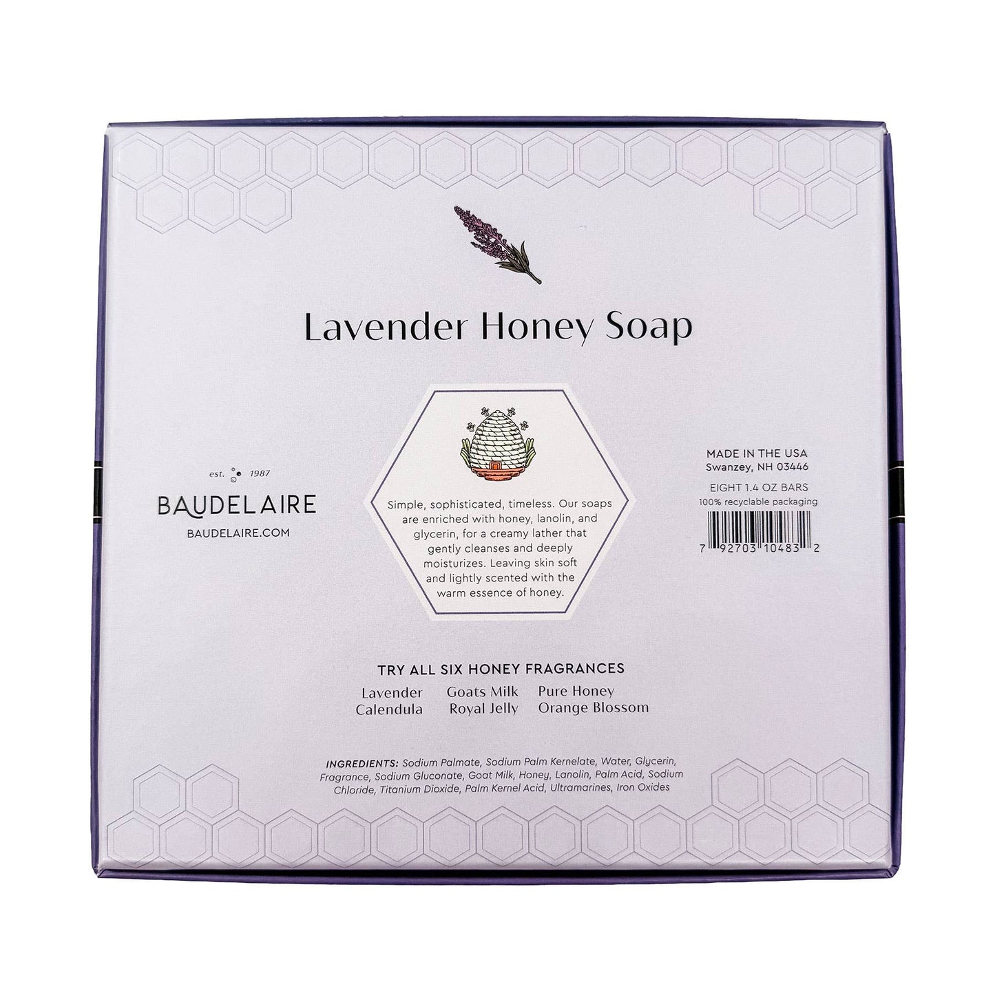 Lavender Honey Soap 1.4oz - Gift Box 8-Bar