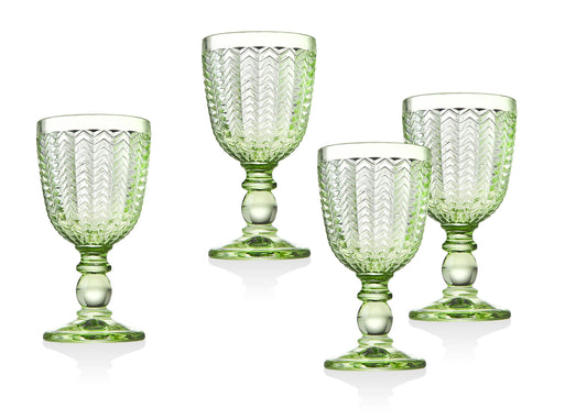 Green Twill Goblets, Set of 4