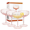 Pink Wavy Flower Coupe Glasses | S/2