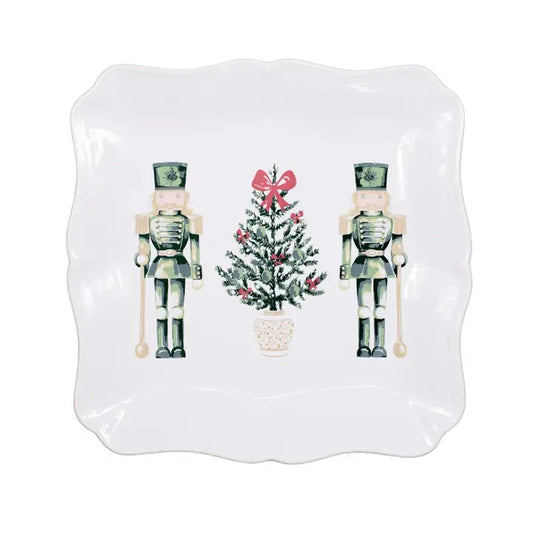 Watercolor Nutcracker Square Platter White- 11.5x11.5