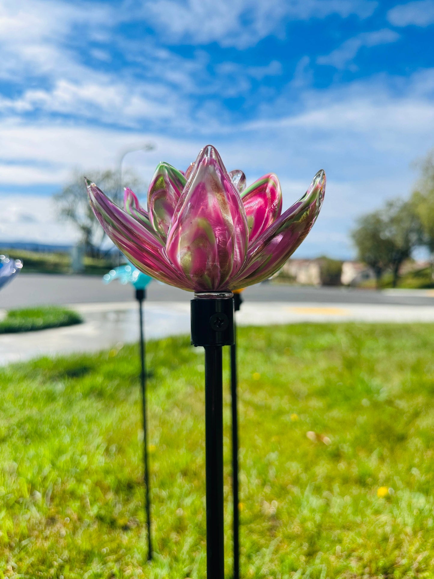 Art Glass Flower Stake Assorted