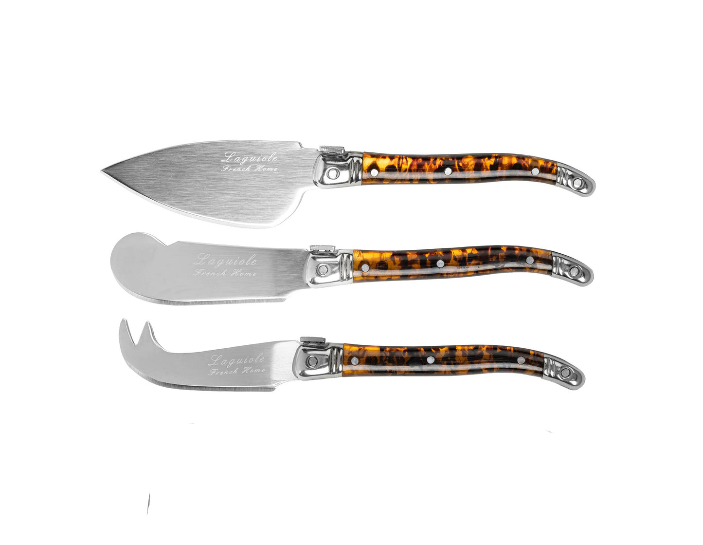 Laguiole 3-Pc Tortoise Shell Cheese Knife Set