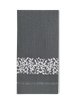 Jardin Linen Hand Towel: White on Taupe