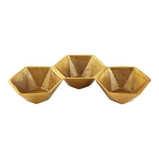 Gold Alum. Trio Hex Bowls, 11"x6"x1.75"