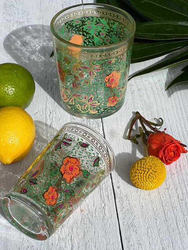Moroccan Tea Glasses "Garden" Design, S/6