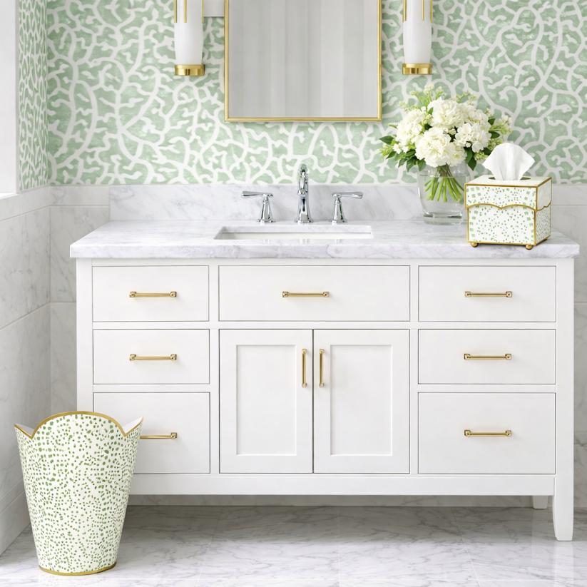 Green Polka Dot Wastepaper Basket
