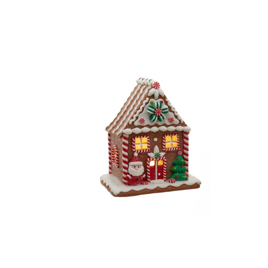 8" LED Gingerbread House w/ Santa