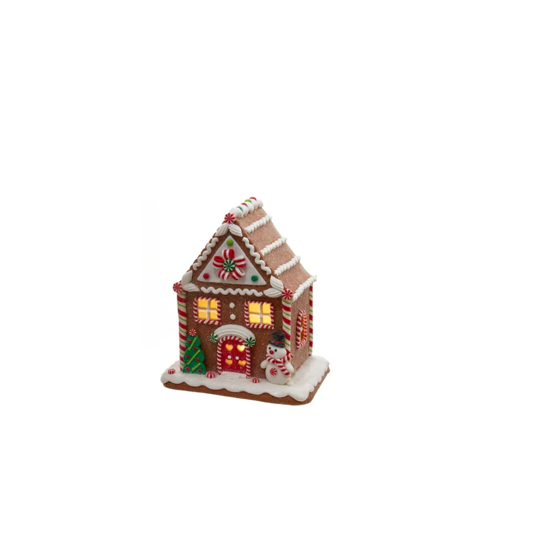 8" LED Gingerbread House w/ Snowman