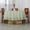 Emerald Green Block 110" Round Tablecloth