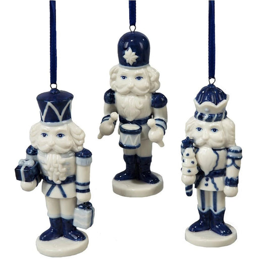 4" Delft Blue Nutcracker Ornament Set