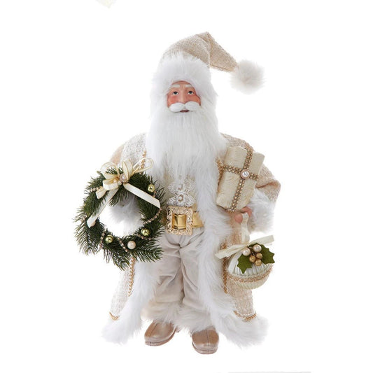 18" Cream Santa Figurine