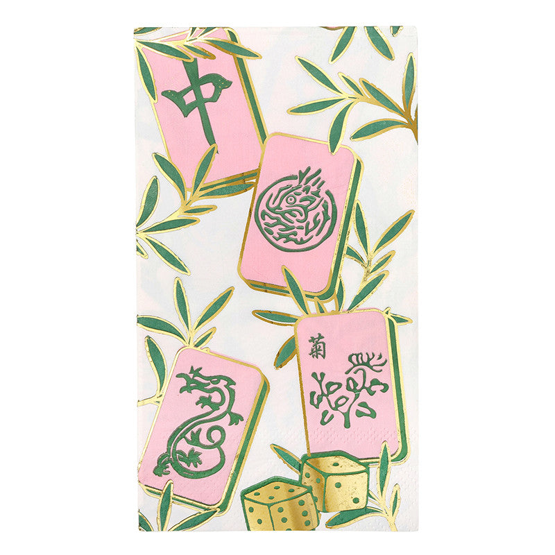 Ceramic Guest Napkin Tray + Napkins - Mahjong Tiles