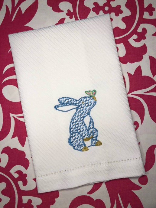 Bunny with Butterfly Huck Towel