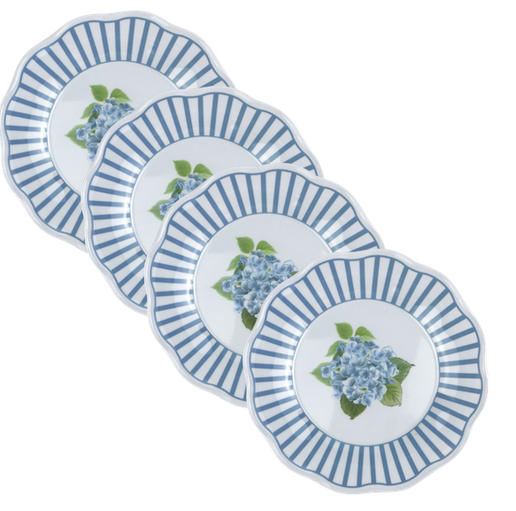 Blue Hydrangea Garden Melamine Salad Plate, Set of 4