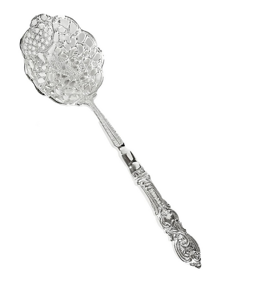 BEAUTIFUL SILVER PIERCED SCALLOPED SERVING SPOON