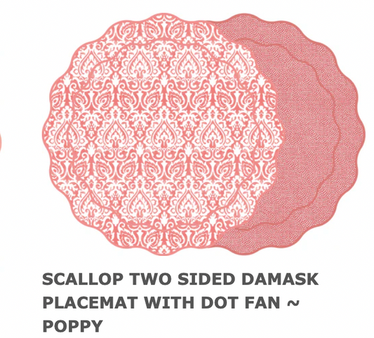 Damask & Dot Scallop Poppy Placemat