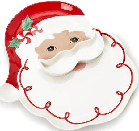 Santa Plate W/ Mustache Bowl