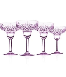 Set of Four Acrylic Margarita Glasses-Lavender