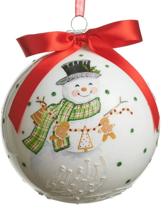 5" Snowman w/ Cookies Ball Ornament