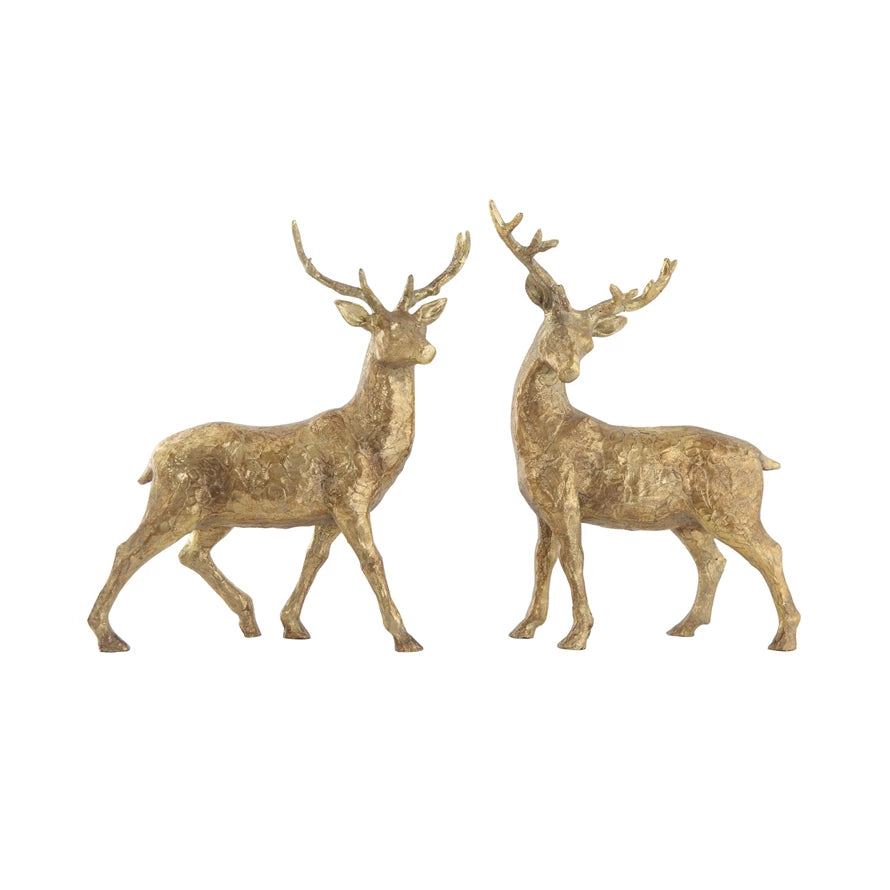 S/2 Gold Resin Deer