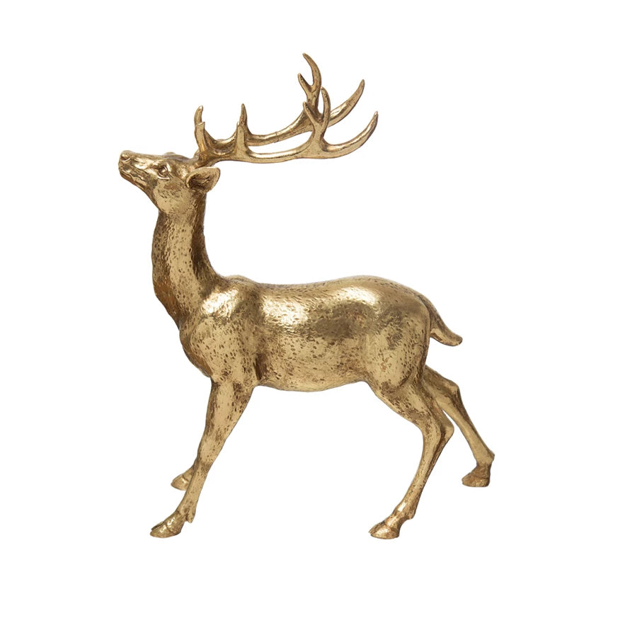 10.5"L Resin Standing Gold Deer