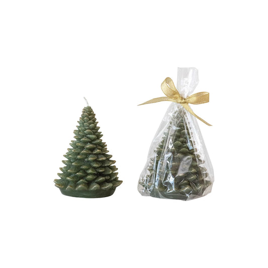 5"H Unscented Tree Shaped Candle, Evergreen