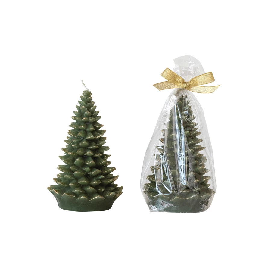 7"H Unscented Tree Shaped Candle, Evergreen