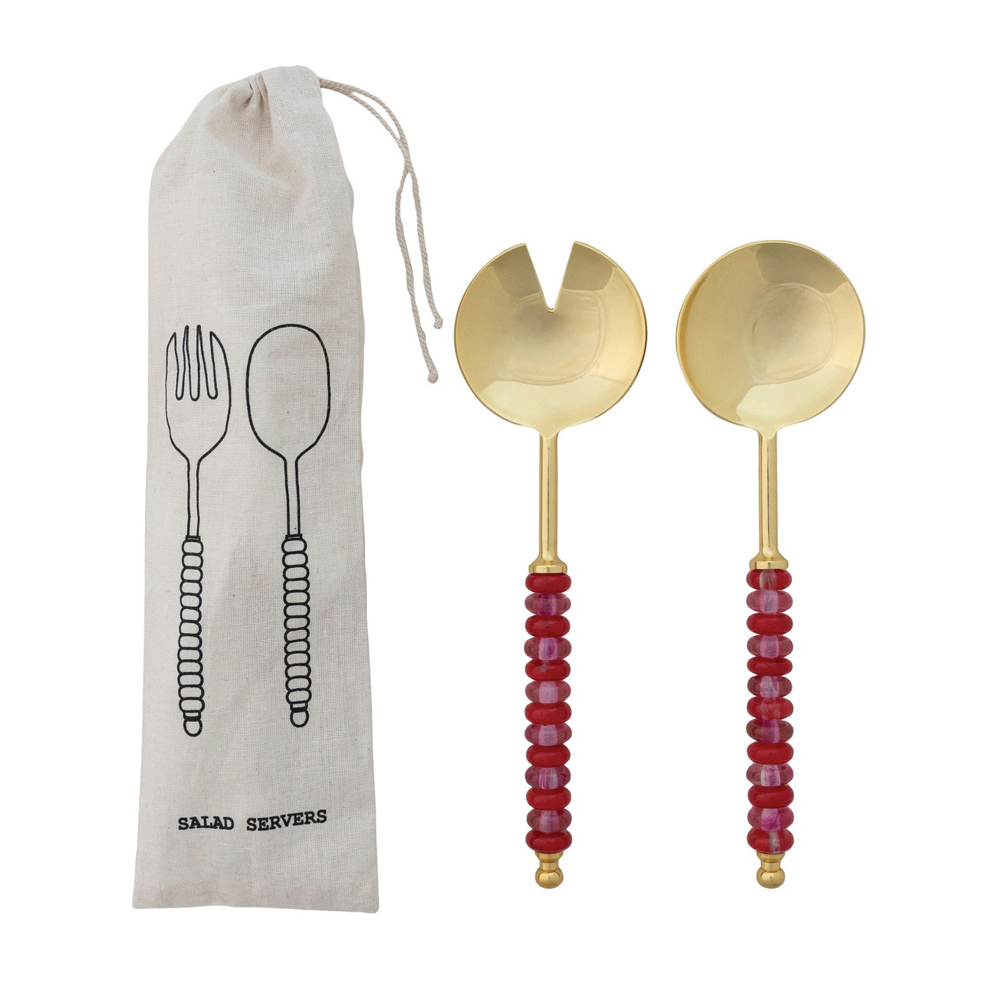 Pink/Red Marbled Salad Server Set