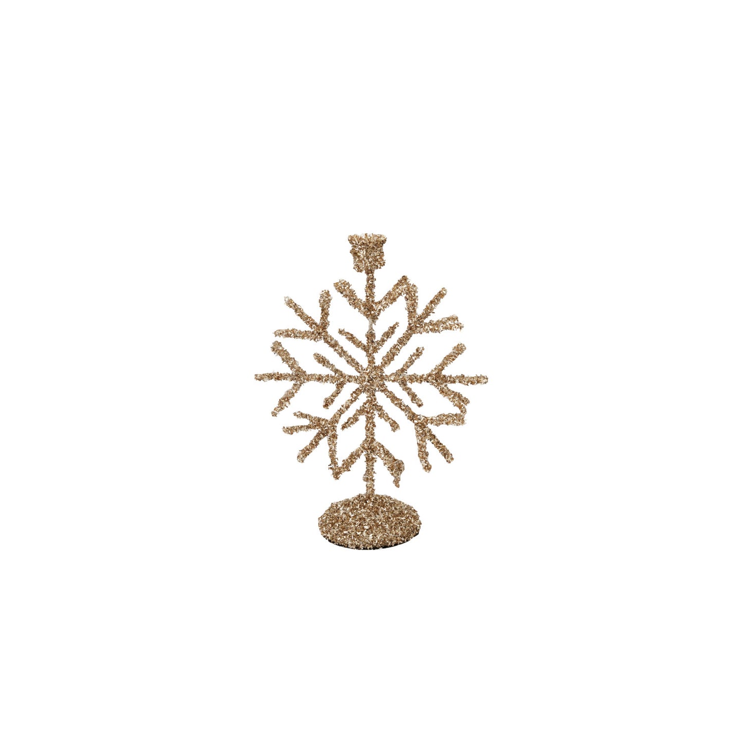 Metal Glitter Snowflake Taper Holder